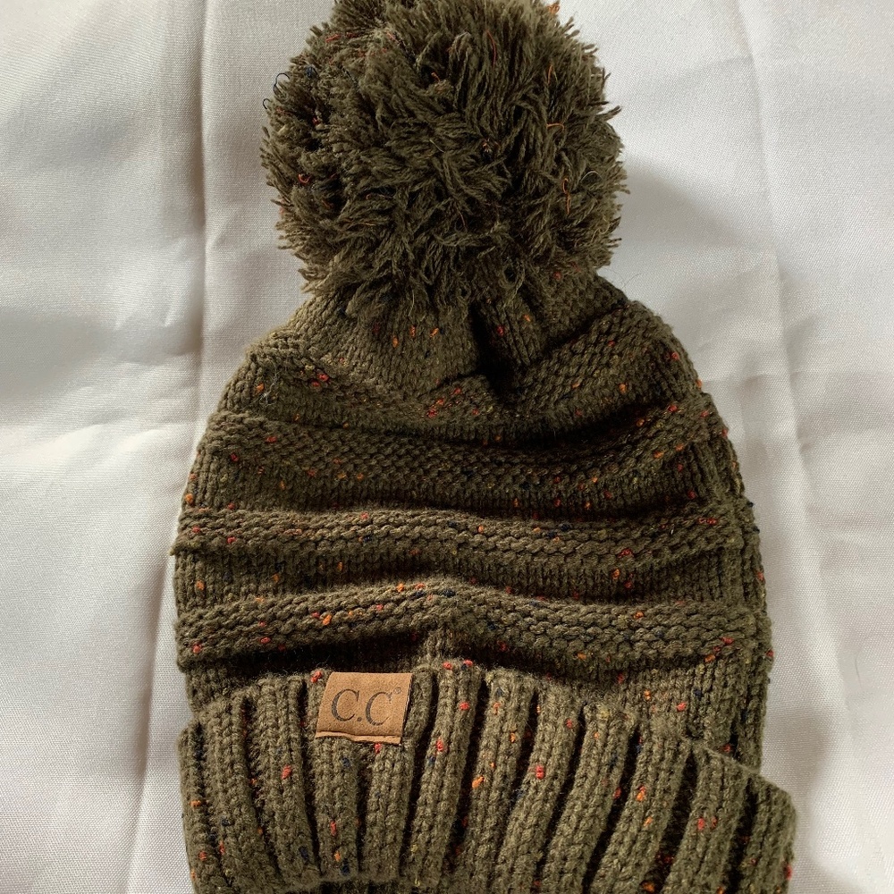 C.C Exclusive Olive with Flecks of Multicolor Knit Cap!